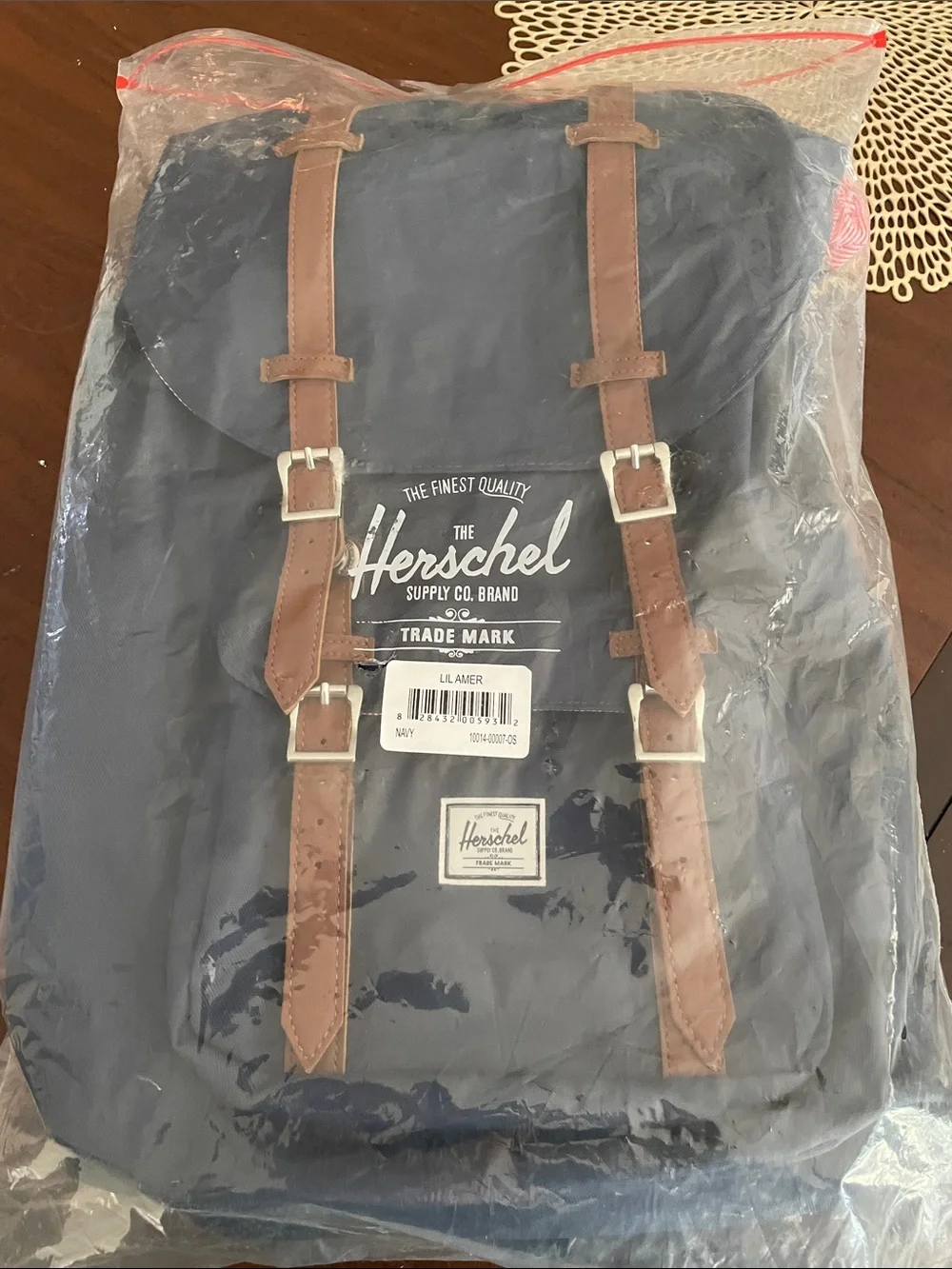 Herschel Little America Backpack - Navy with Brown Trim